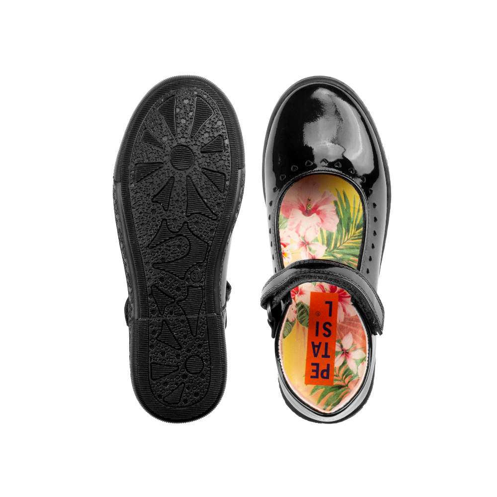 Petasil Gisele Black Patent Mary Jane School Shoes