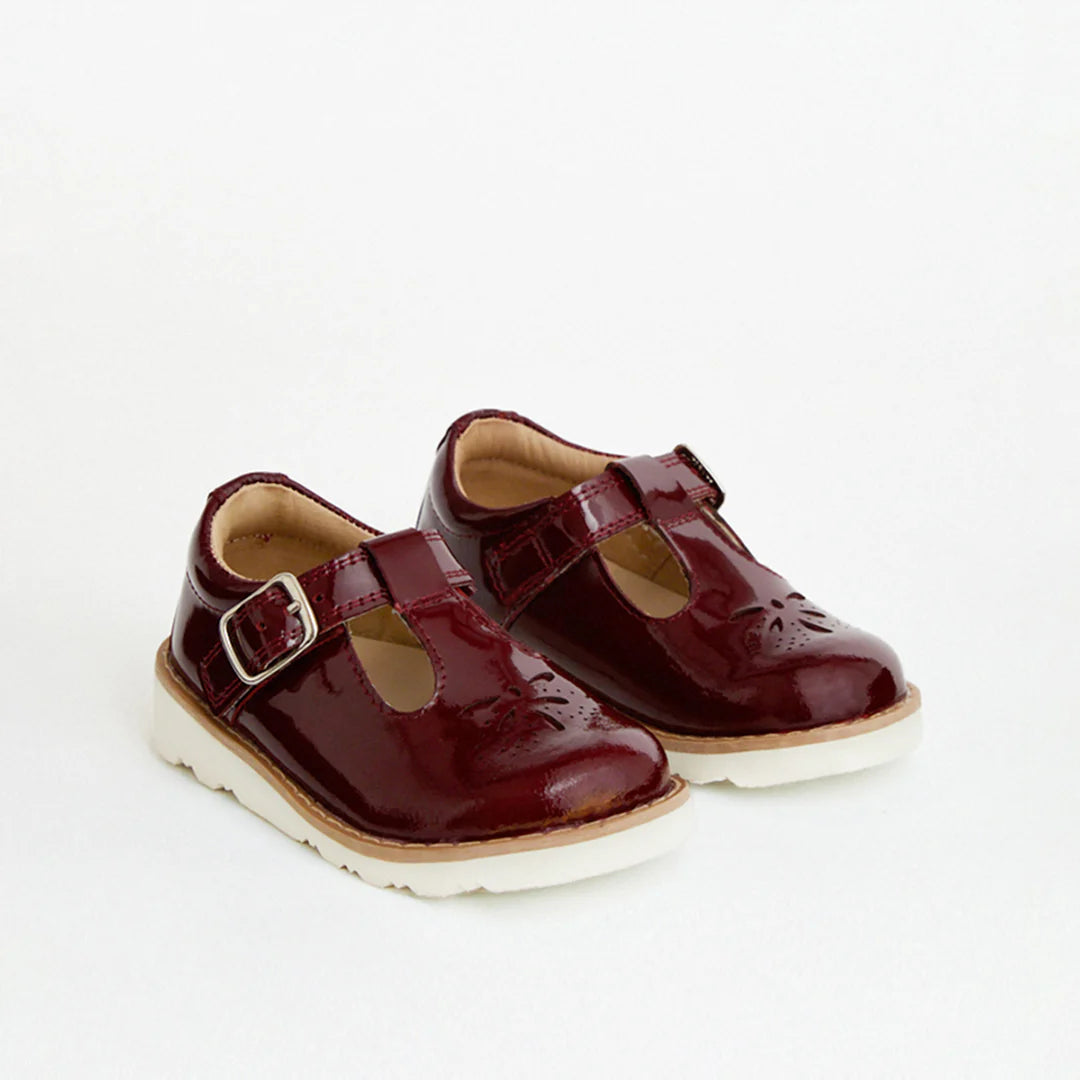 Prenta Luna Red Patent Leather T-bar Kids Shoe