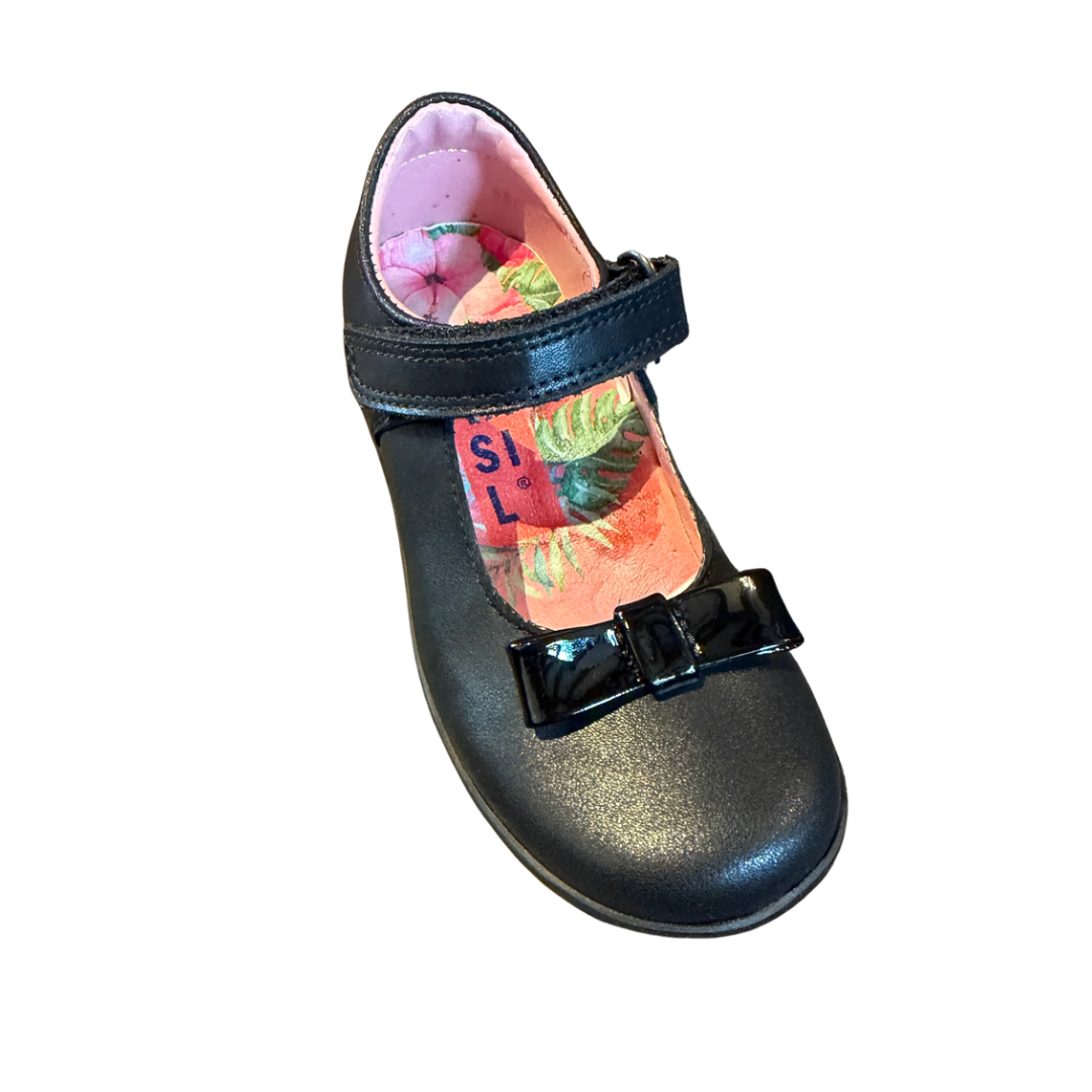 Petasil Betty Mary Jane Black Leather School shoes
