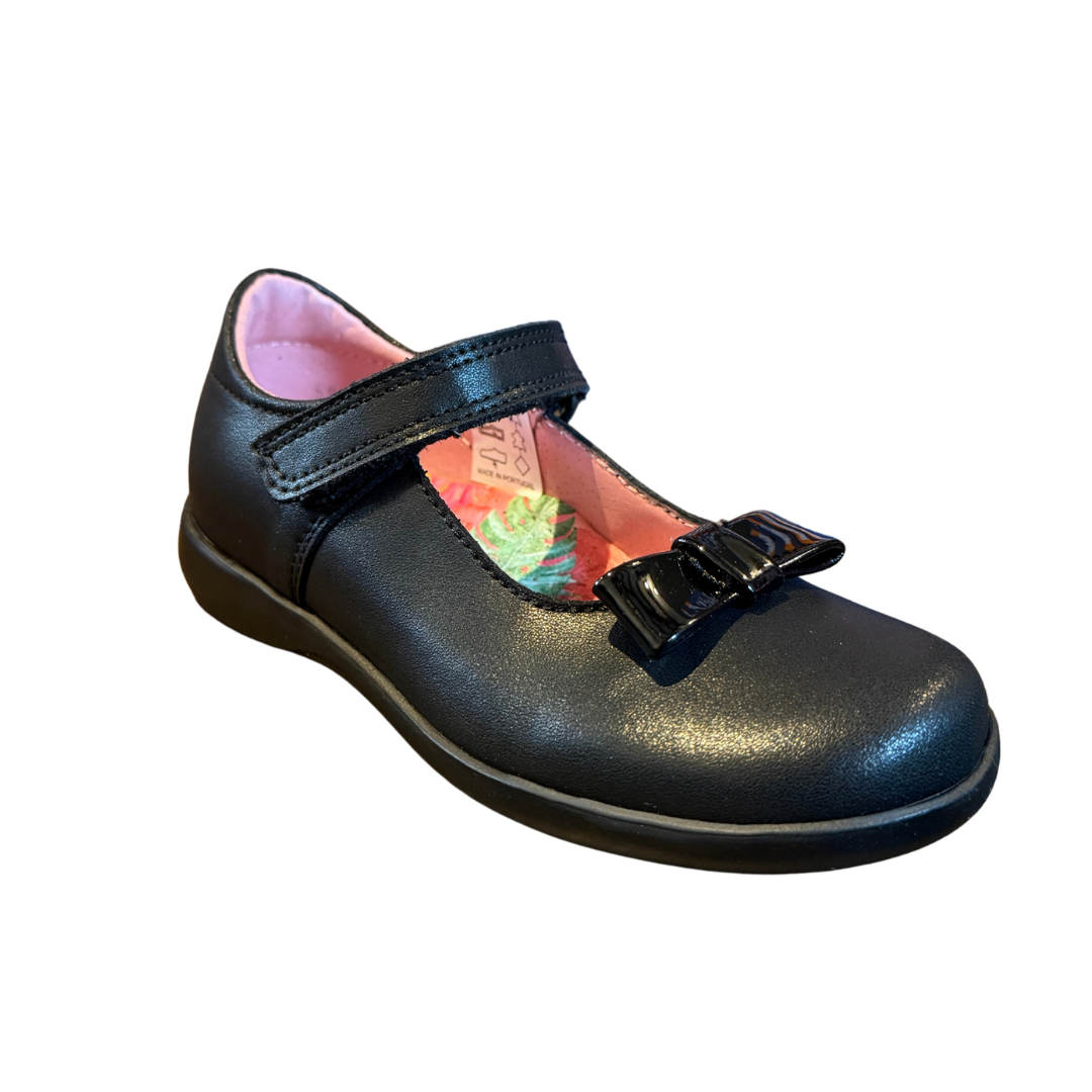 Petasil Betty Mary Jane Black Leather School shoes