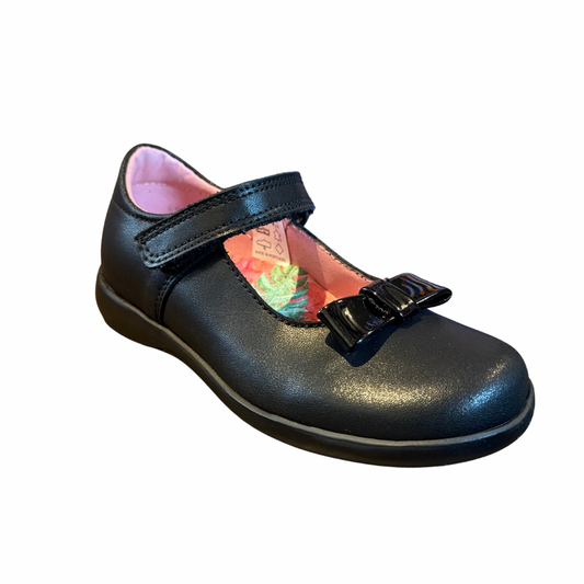 Petasil Betty Mary Jane Black Leather School shoes