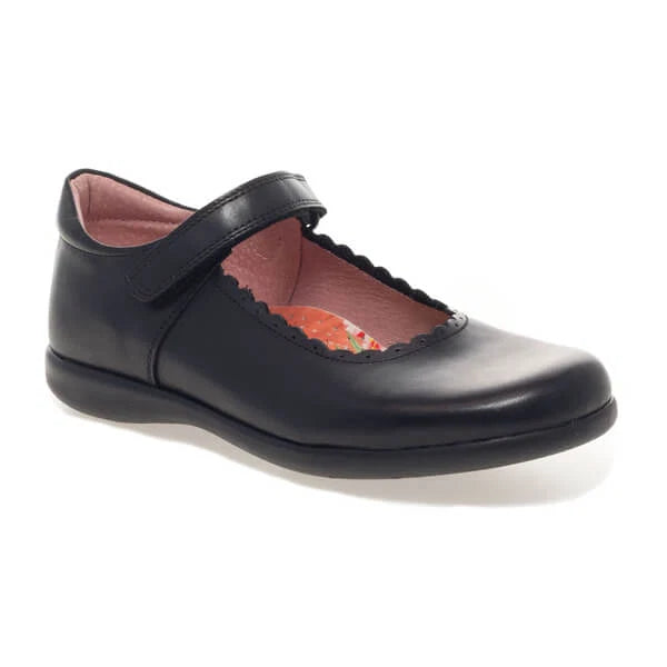 Petasil Blanche Black Leather Mary Jane School Shoes