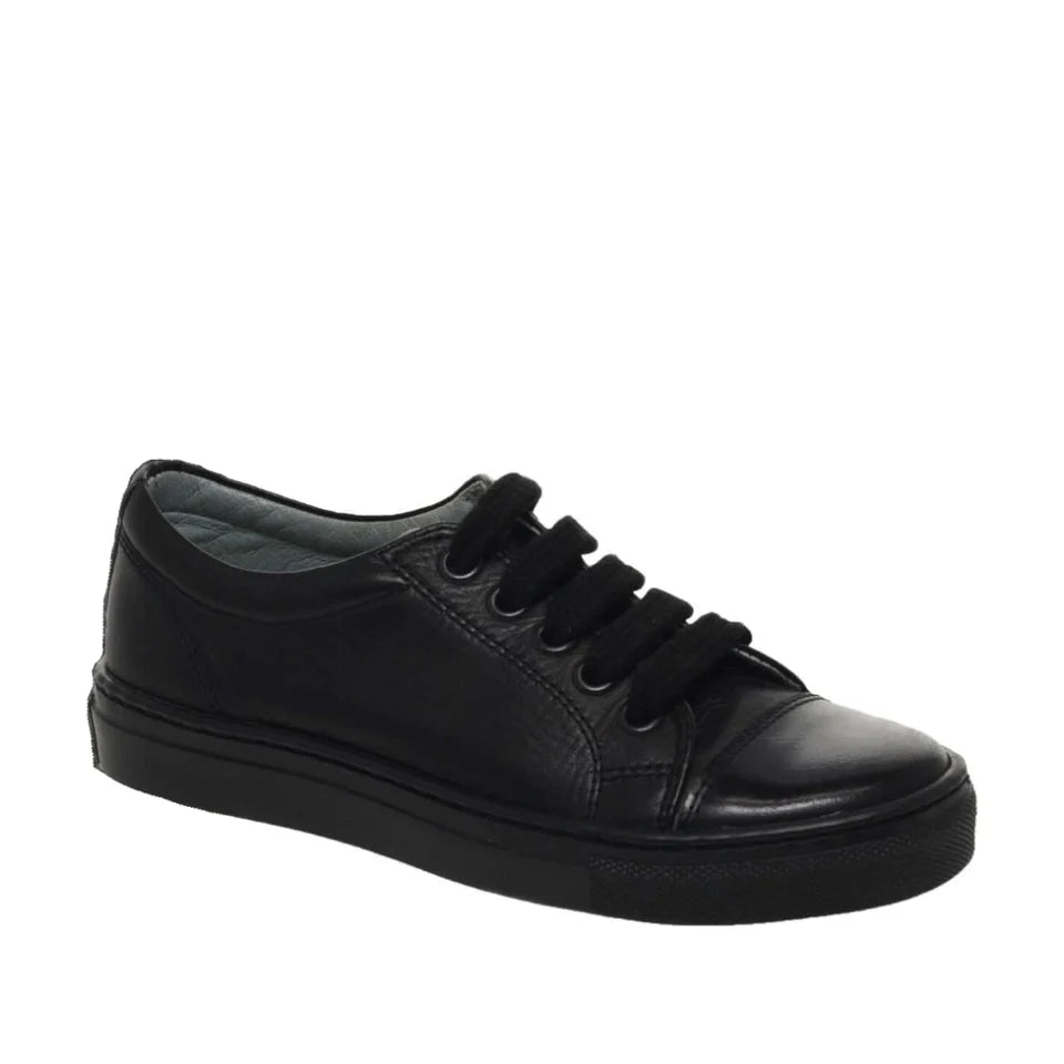 Petasil Peel Black Leather School Shoes