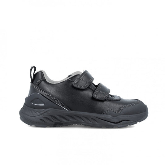 Biomecanics Boys Double Velcro black leather School Shoes